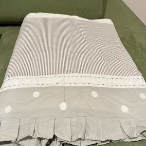 Pottery barn Taylor crib skirt grey and white